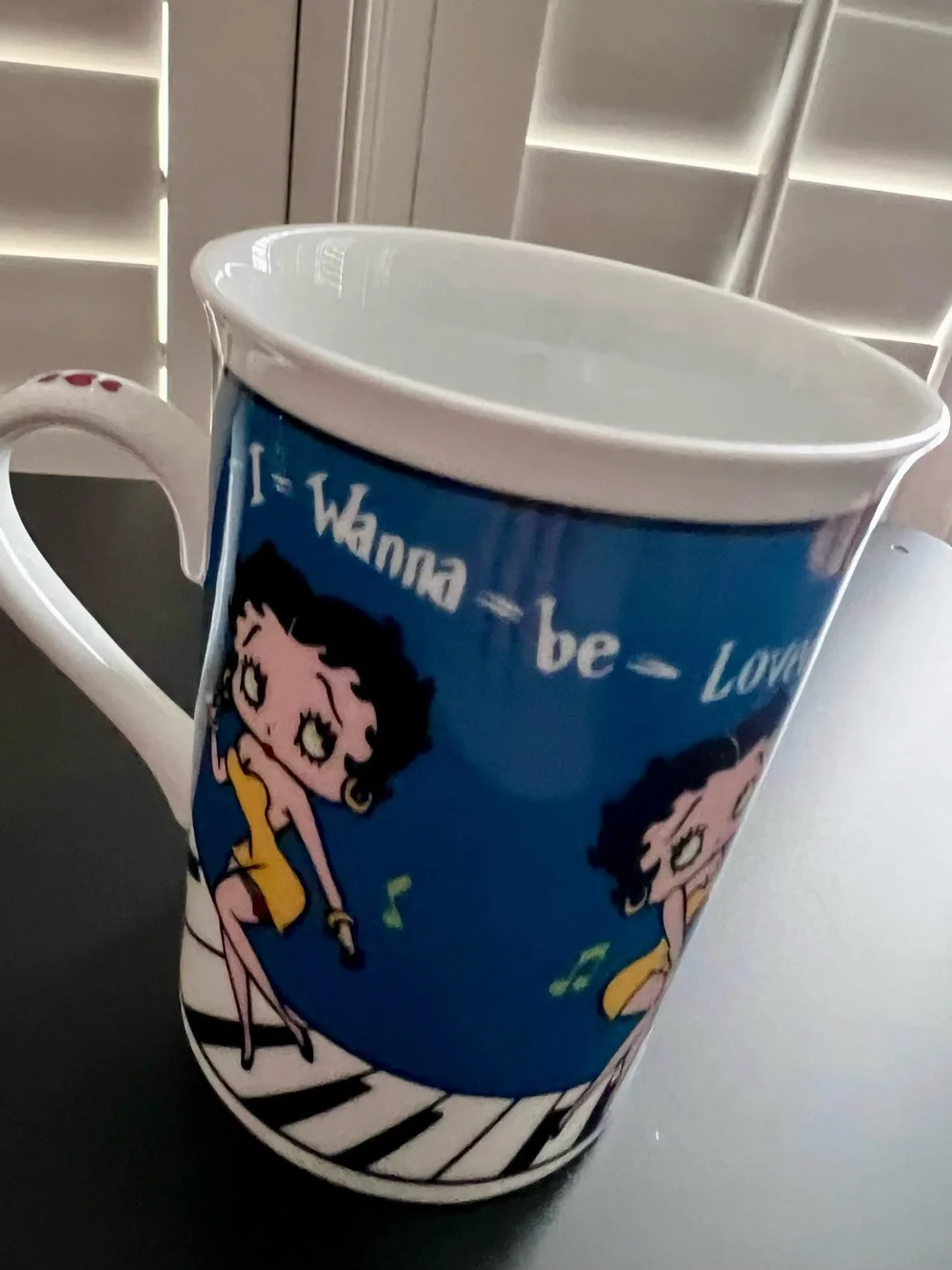 Betty Boop Blue Ceramic Mug with Yellow Accents